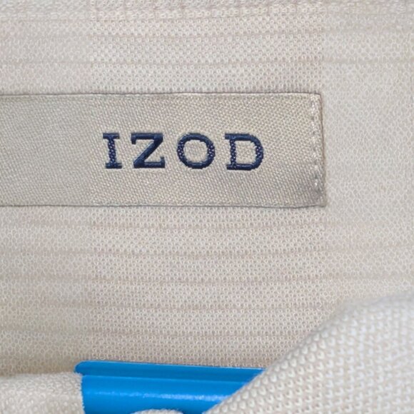 Izod Polo Shirt Men's XL Cream Biege Short Sleeve Casual Button Up Collar - Picture 5 of 7